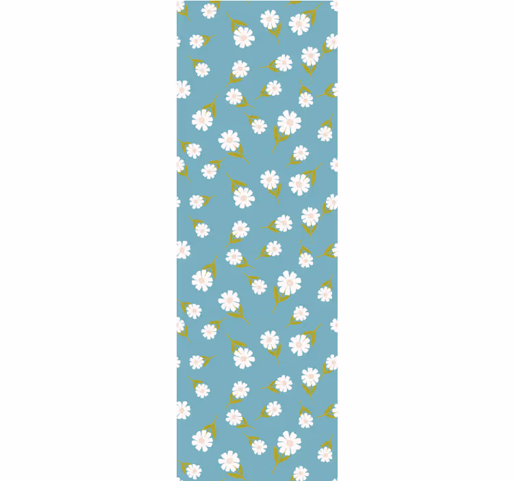 Turquoise daisy scatter flowers wallpaper - TenStickers