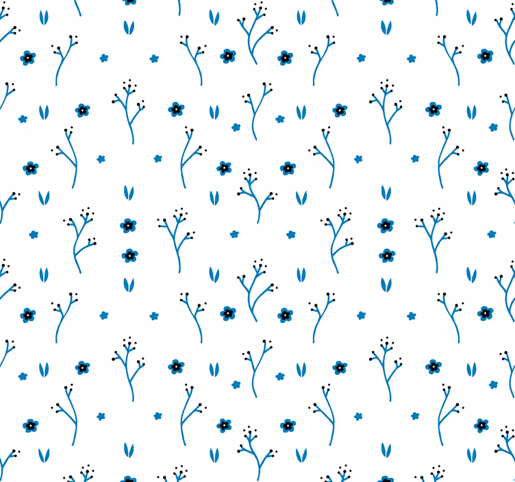 Floral Blue Designs flowers wallpaper - TenStickers