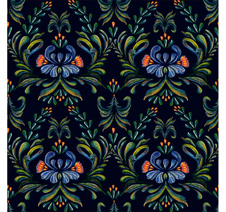 Ornamental wallpaper in vibrant folk patterns - TenStickers