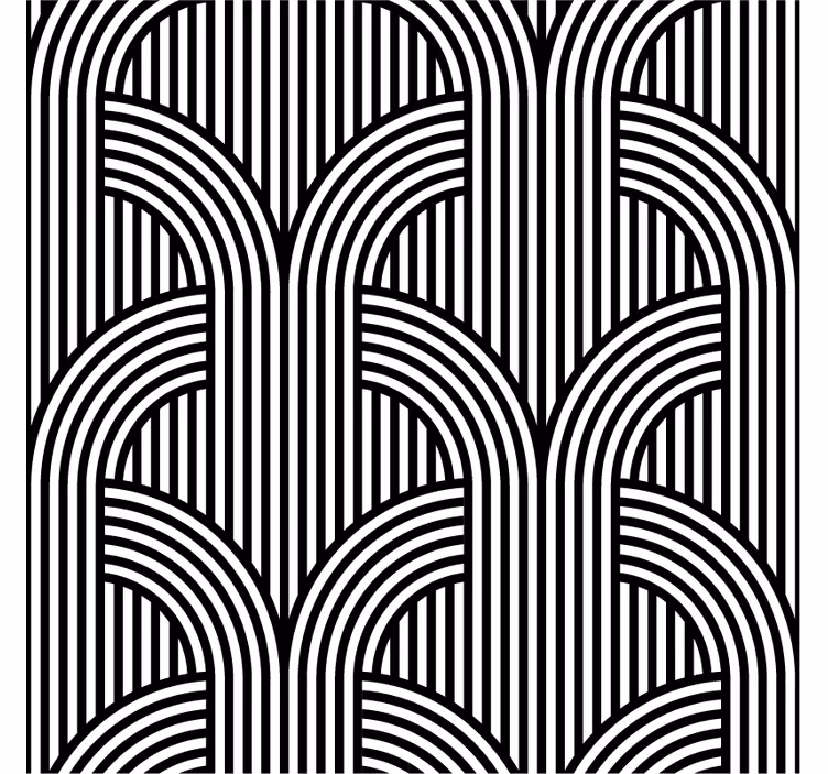 Ornamental wallpaper in black and white arches - TenStickers