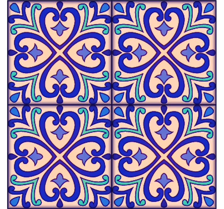 Tile effect wallpaper talavera floral design - TenStickers