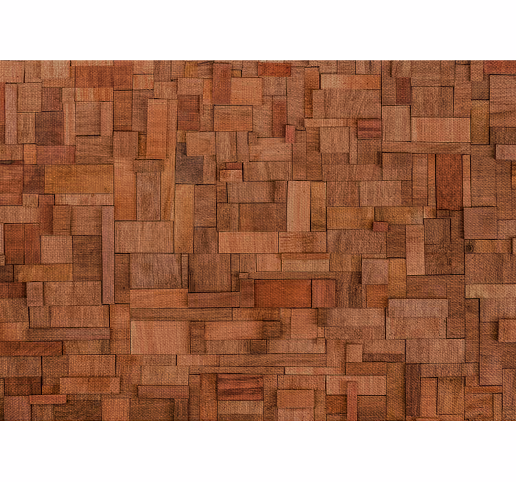 Ornamental wallpaper rustic uneven wood tiles - TenStickers