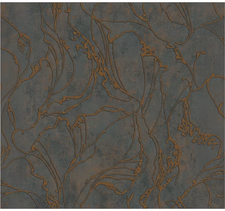 Living area wallpaper rustic copper floral - TenStickers