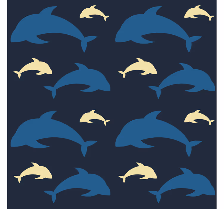 Wall paper in bedroom with 3 dolphins in the sea - TenStickers