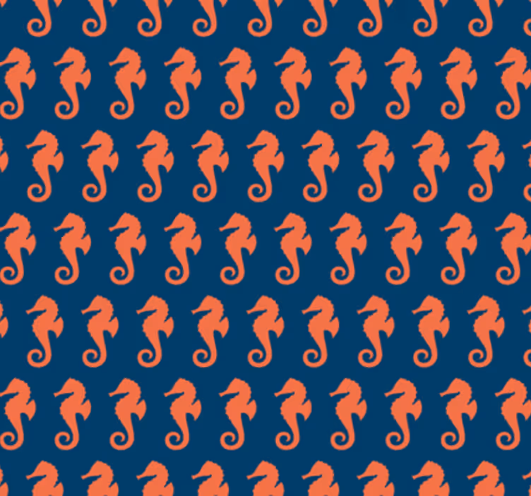 Orange sea horse pattern wall paper in bedroom - TenStickers