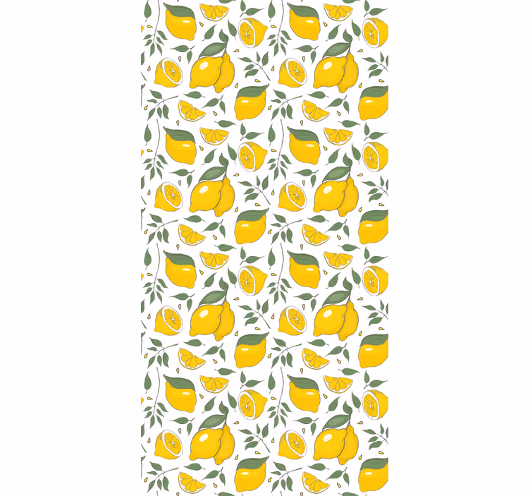 Lemons and cream flowers wall paper in bedroom - TenStickers