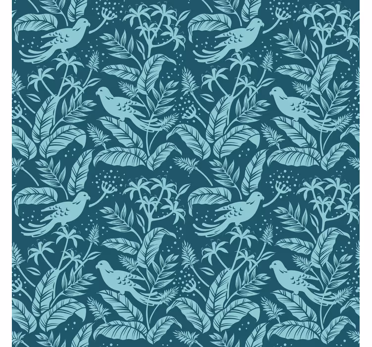 Ornamental wallpaper with botanical bird patterns - TenStickers