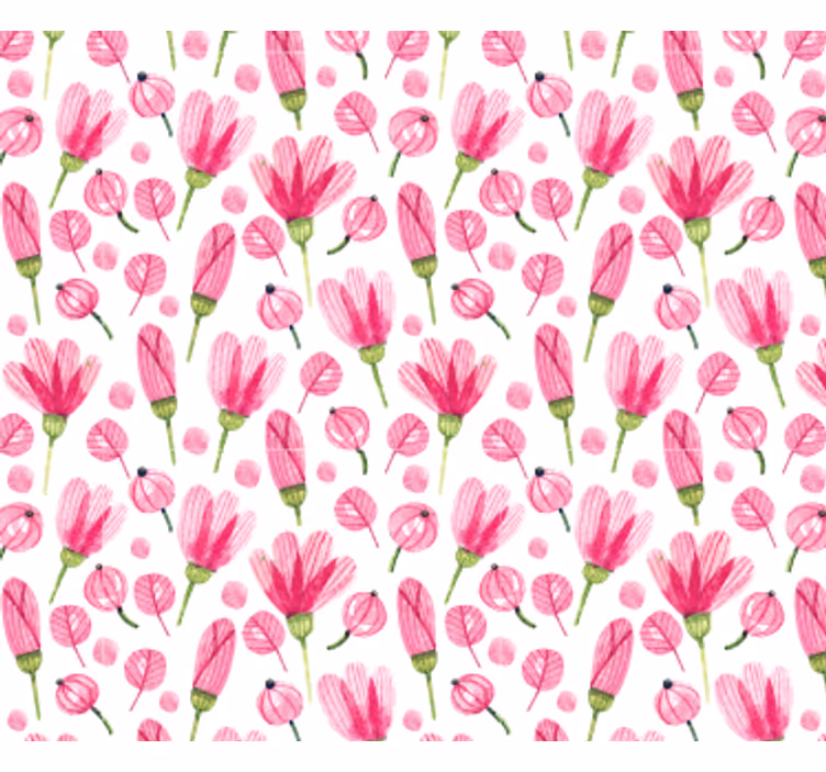 Living area wallpaper pink floral design - TenStickers