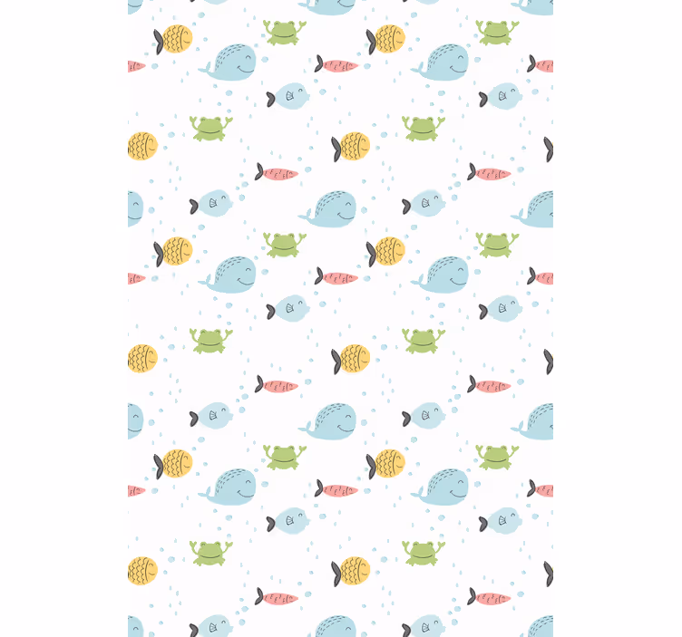 Colorful marine creatures wall paper in bedroom - TenStickers