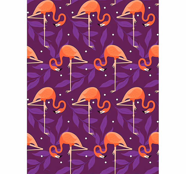 Birds in wallpaper pink tropical flamingos - TenStickers