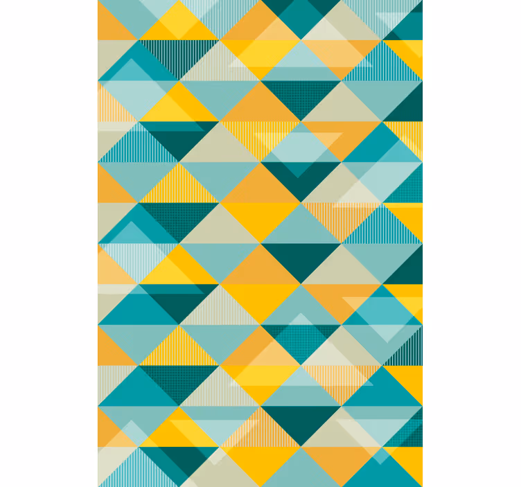 Hallway wallpaper with geometric triangle design - TenStickers
