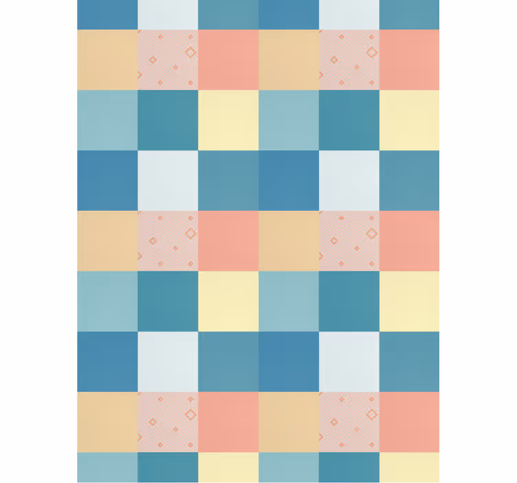 Hallway wallpaper with colorful retro patchwork pattern - TenStickers