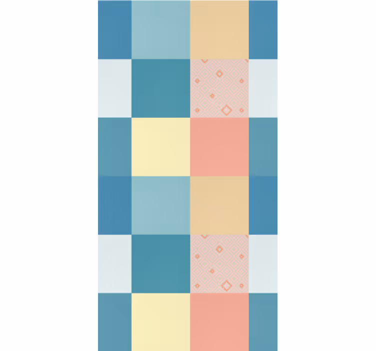 Wallpaper for dining area geometric pastel tiles - TenStickers