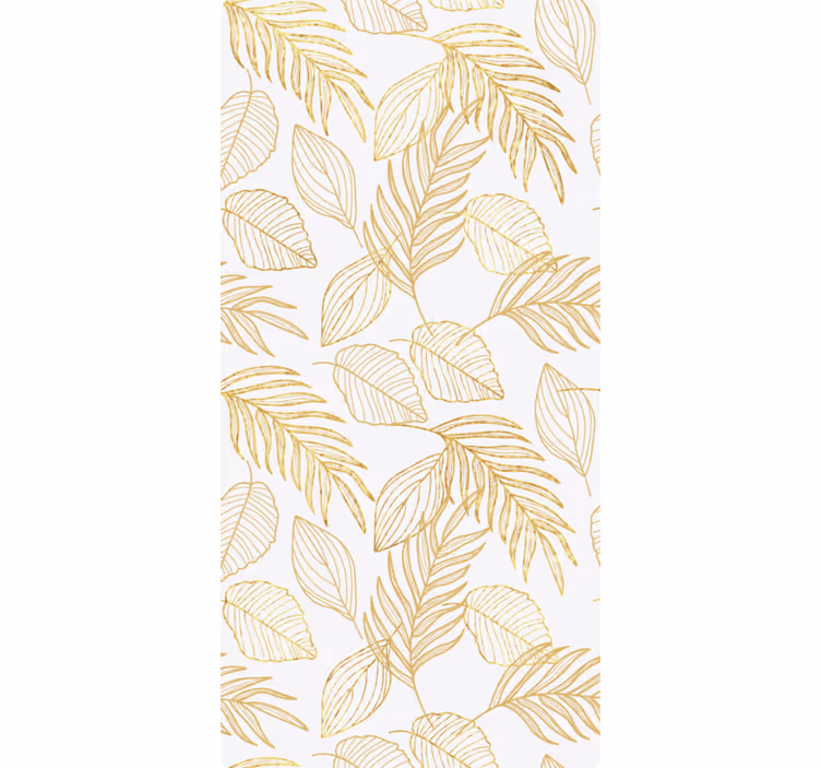 Nature wallpaper in white with golden leaves - TenStickers