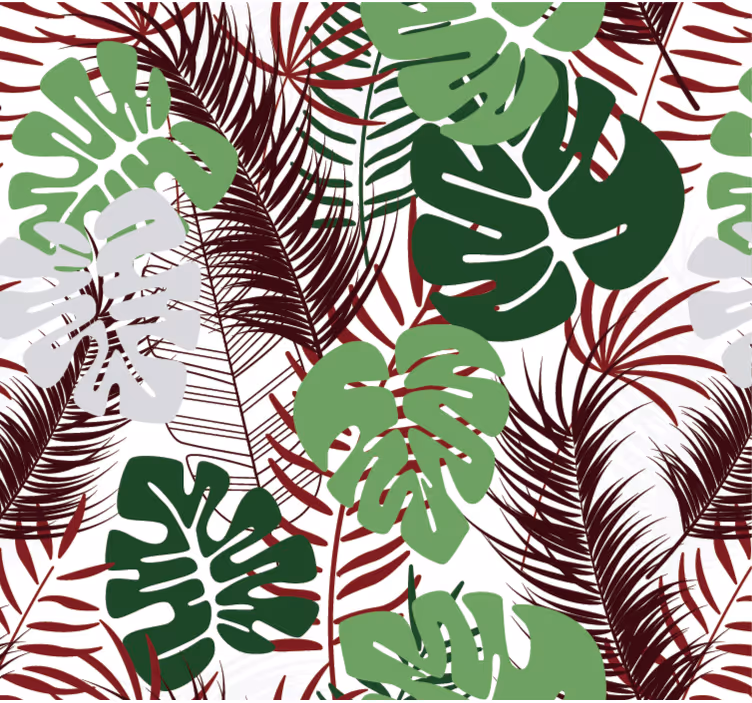 Nature wallpaper monstera leaves with red stems - TenStickers
