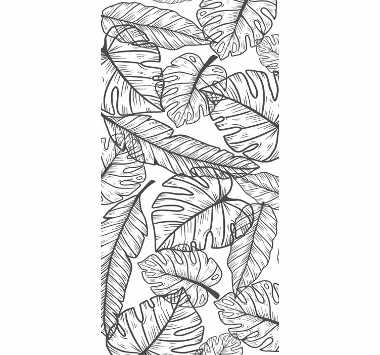 Nature wallpaper big leaves outline - TenStickers