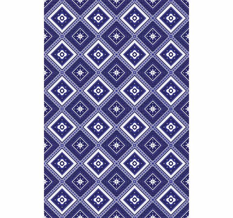 Tile effect wallpaper blue diamond pattern - TenStickers