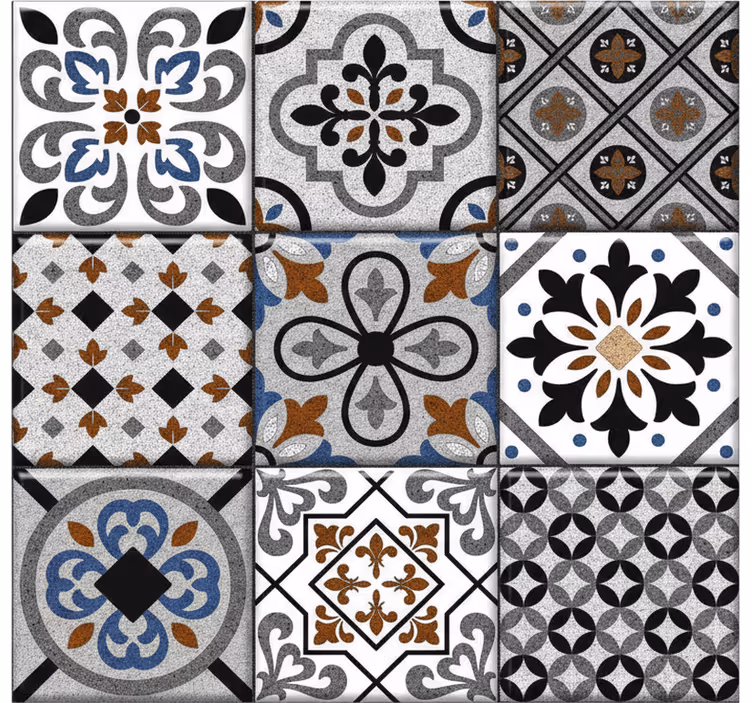 Tile effect wallpaper moroccan dark design - TenStickers