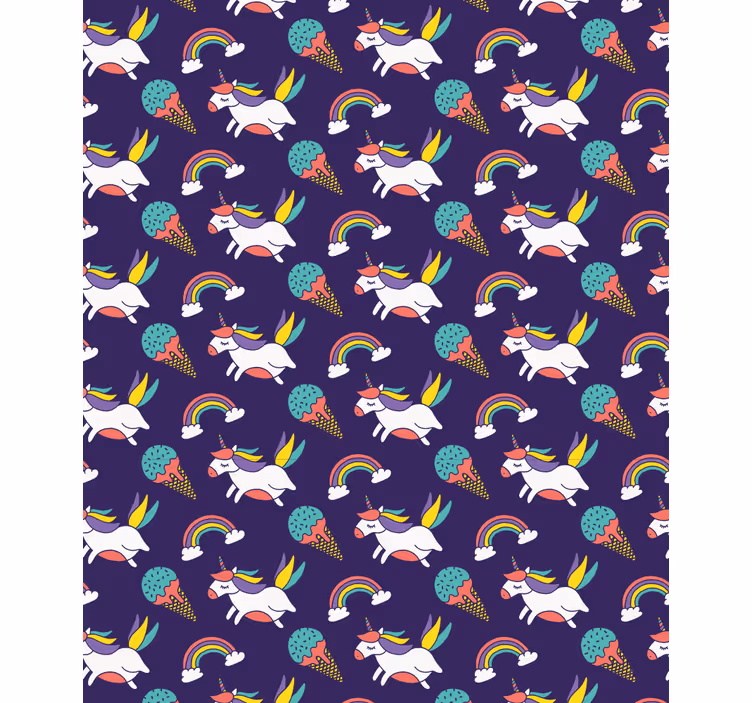 Wallpaper childrens room unicorn design - TenStickers