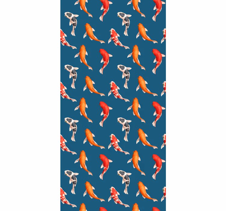 Wallpaper childrens room koi fish pattern blue background - TenStickers