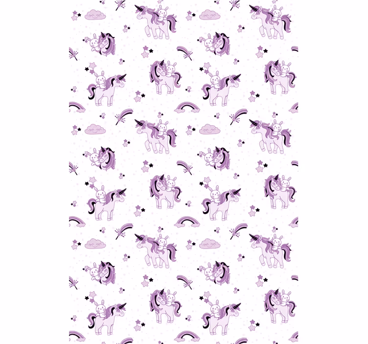 Wallpaper childrens room unicorns and bunnies - TenStickers