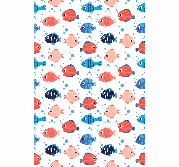 Wallpaper childrens room pink and blue fish - TenStickers
