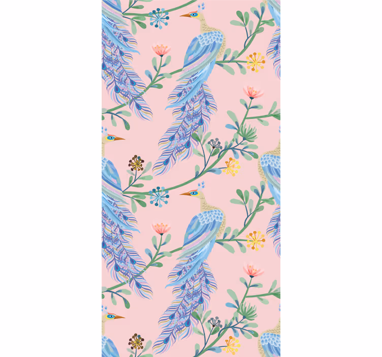 Wallpaper childrens room birds in pink paradise - TenStickers