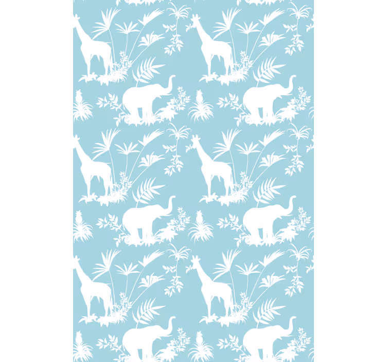 Wallpaper childrens room elephants and giraffes - TenStickers