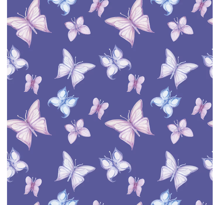 Butterflies wallpaper on a purple background - TenStickers