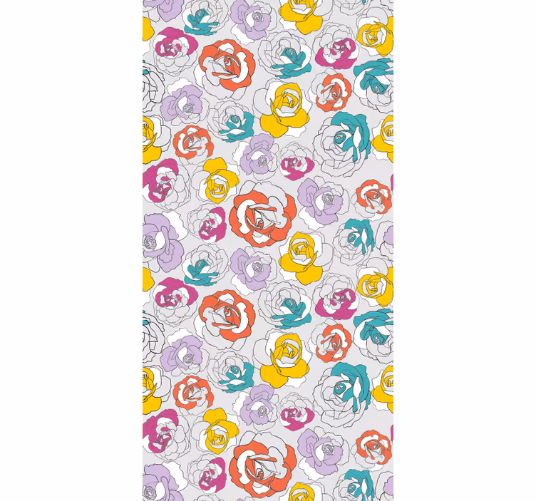 Hallway wallpaper in vibrant floral design - TenStickers