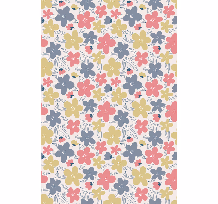 Nordic wallpaper in light-colored floral pattern - TenStickers