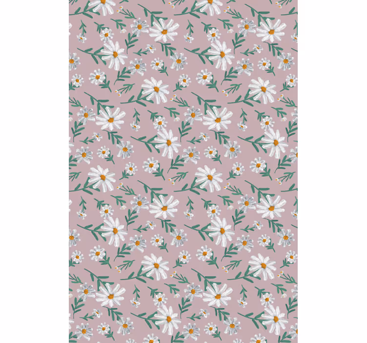 Living area wallpaper 70's pink daisy flower - TenStickers