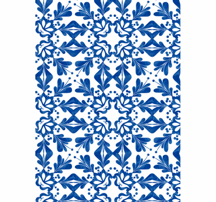 Living area wallpaper blue vintage pattern tile - TenStickers