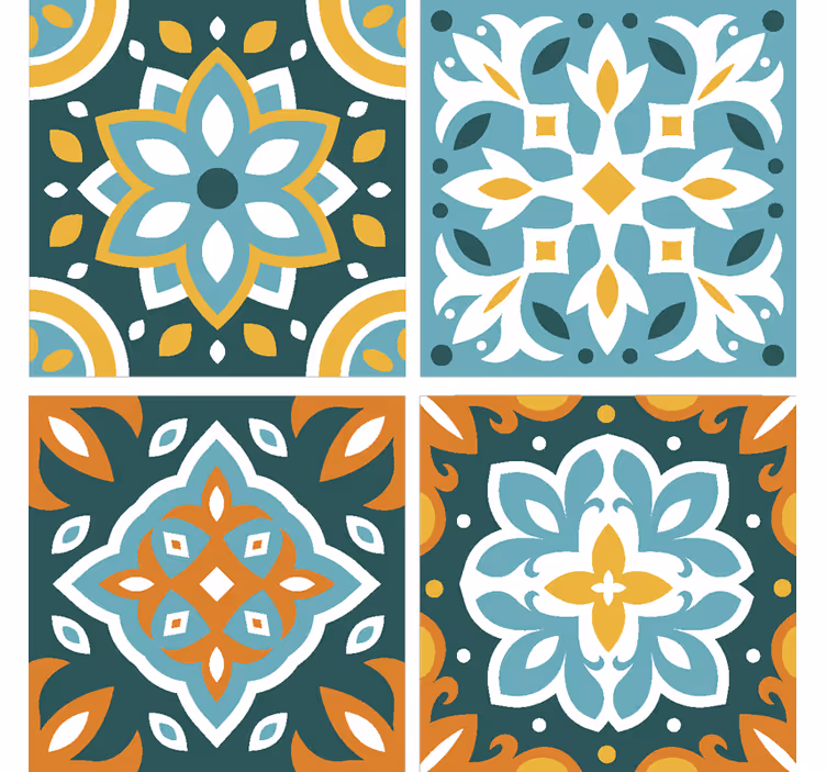 Tile effect wallpaper in turquoise tile design - TenStickers