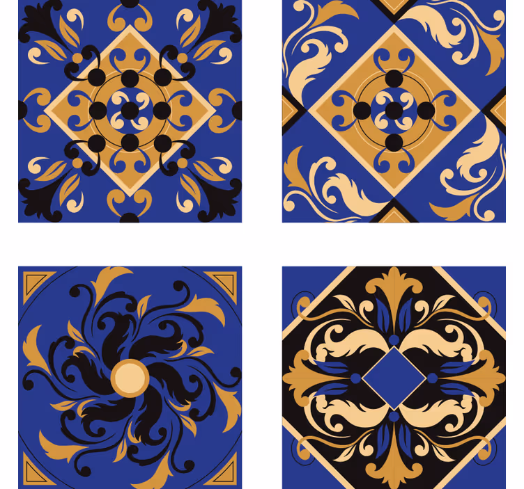 Tile effect wallpaper with decorative tiles - TenStickers