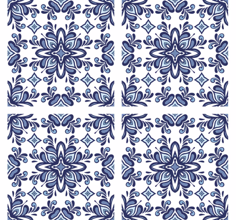 Tile effect wallpaper blue moroccan design - TenStickers