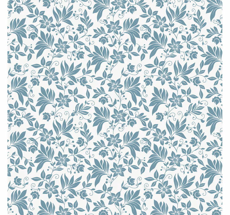 Tile effect wallpaper turquoise floral design - TenStickers