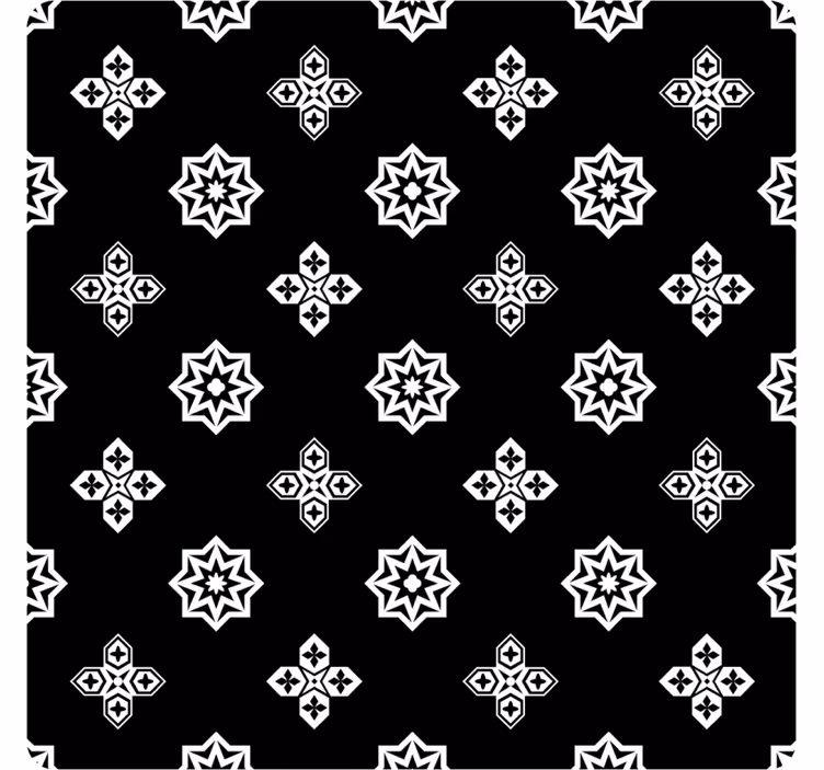 Tile effect wallpaper black and white vintage design - TenStickers