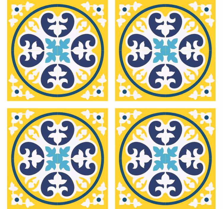 Tile effect wallpaper floral pattern ceramic - TenStickers