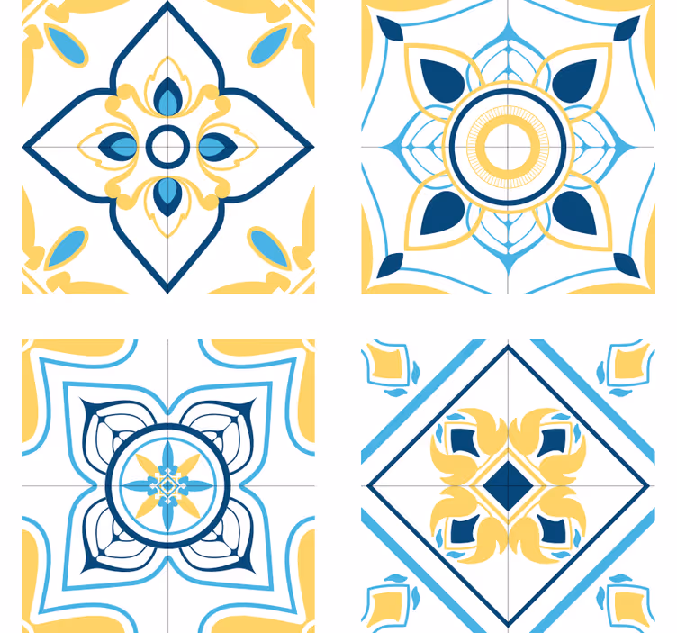 Tile effect wallpaper in geometric tile patterns - TenStickers