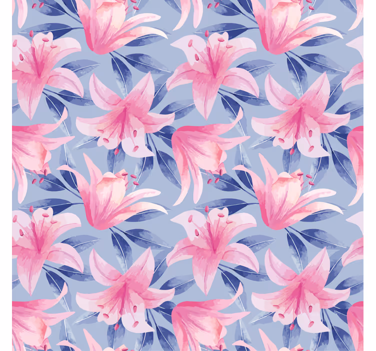 Flowers wallpaper in pink and purple watercolor - TenStickers