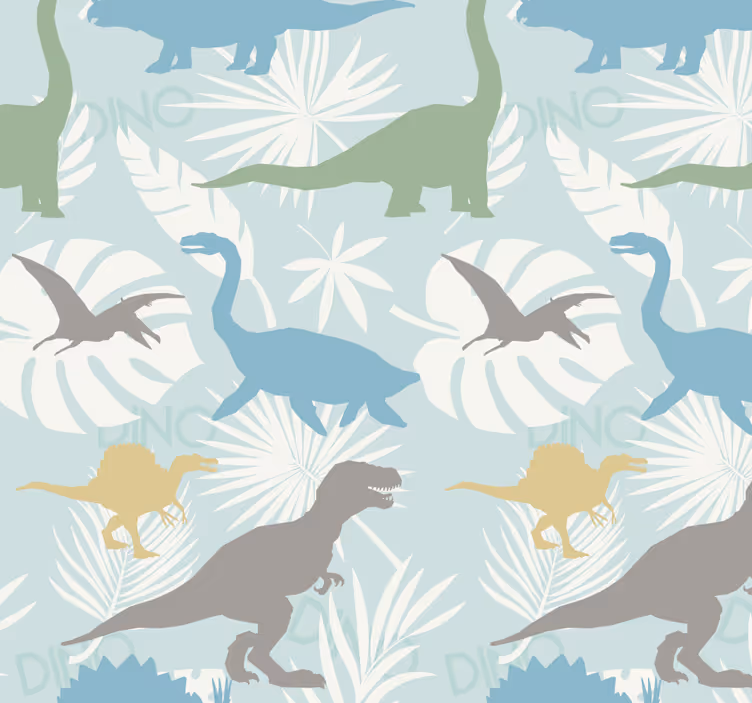 Dinosaurs wallpaper in pastel color design - TenStickers