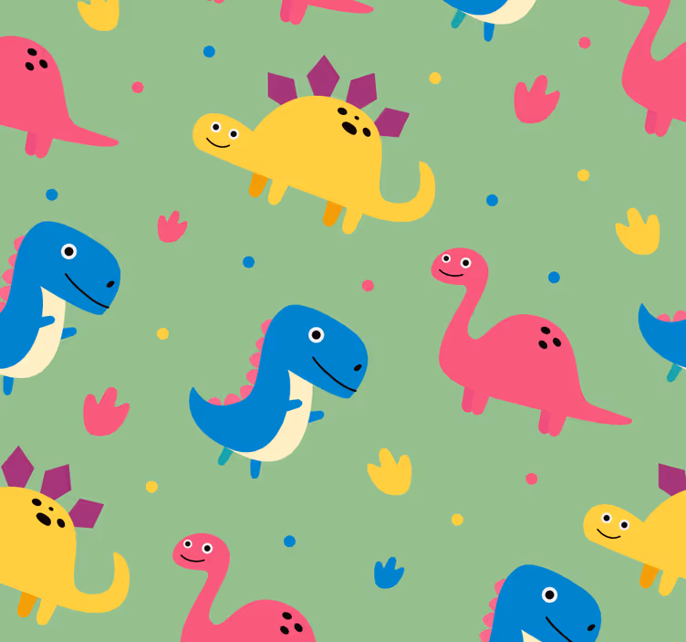 Dinosaurs wallpaper in vibrant colors - TenStickers