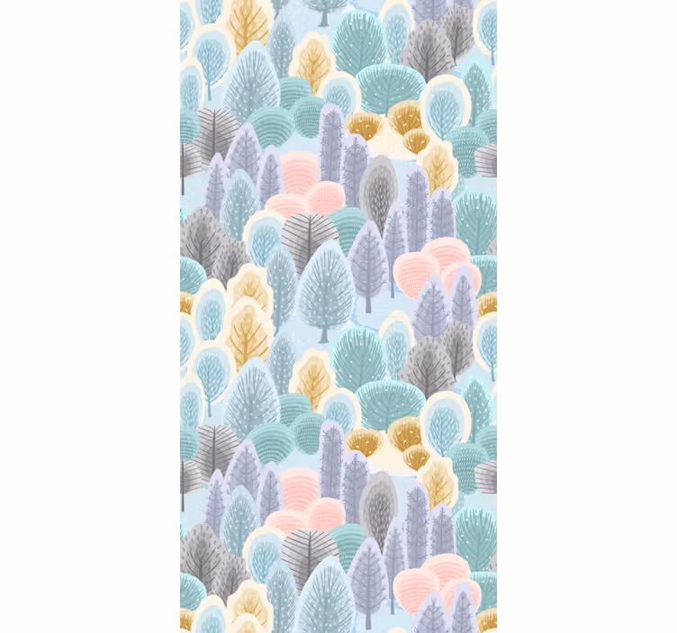 Wallpaper of a tree in pastel forest design - TenStickers