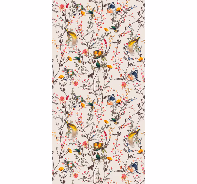 Wallpaper of a tree with birds and blooms - TenStickers
