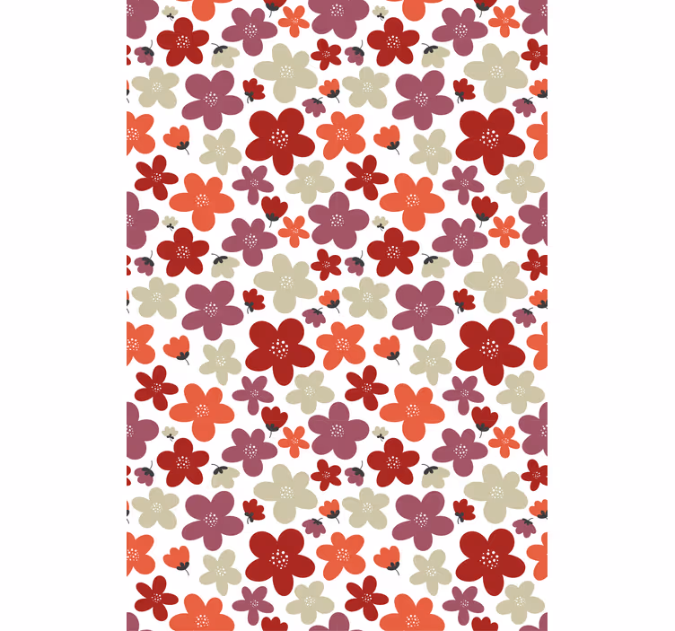 Wallpaper office red abstract floral design - TenStickers