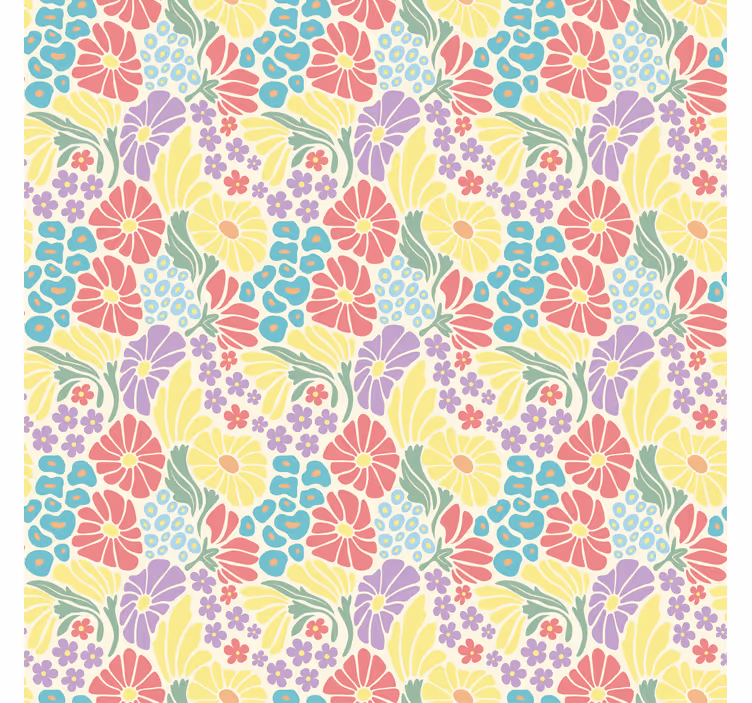 Living area wallpaper pastel flowers design - TenStickers
