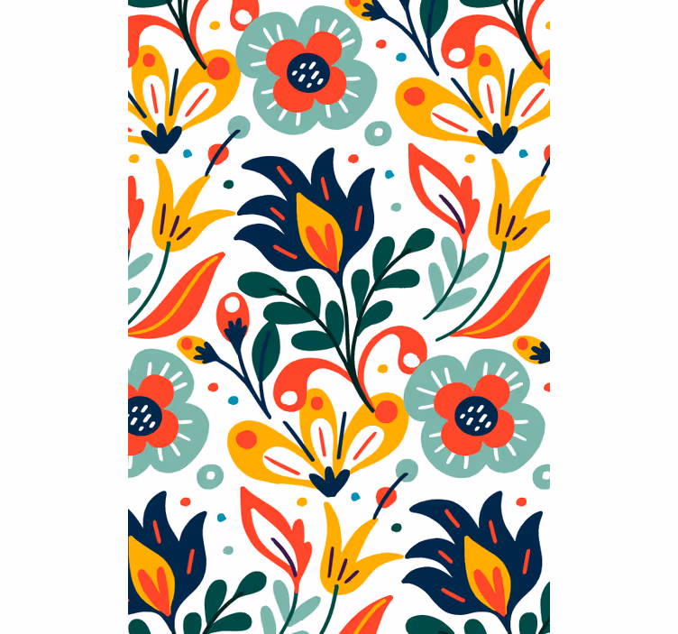 Contemporary wallpaper multicolor floral design - TenStickers