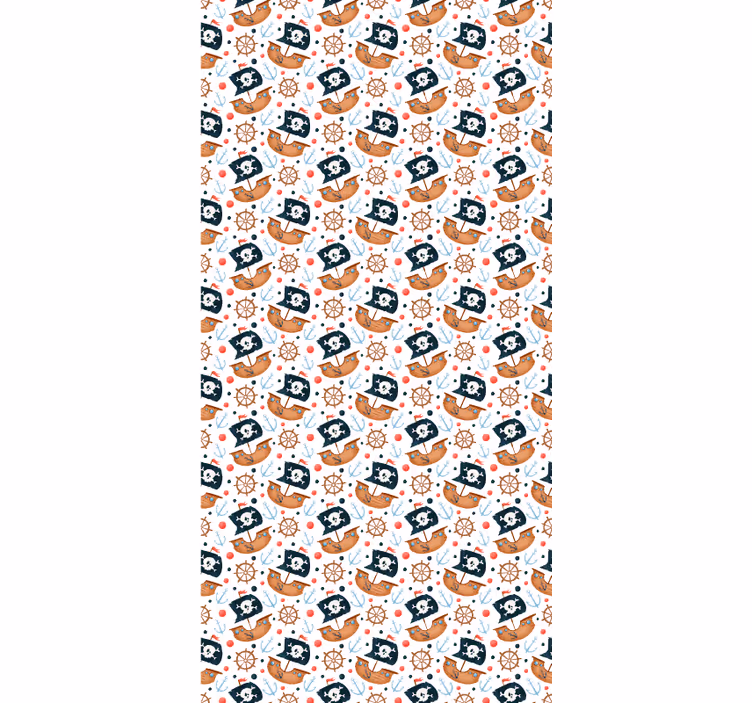 Contemporary wallpaper cute cartoon pirate ship pattern - TenStickers