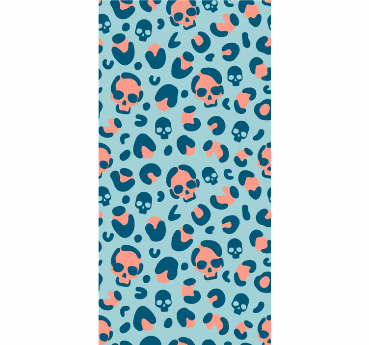 Contemporary wallpaper in blue and pink skull leopard - TenStickers